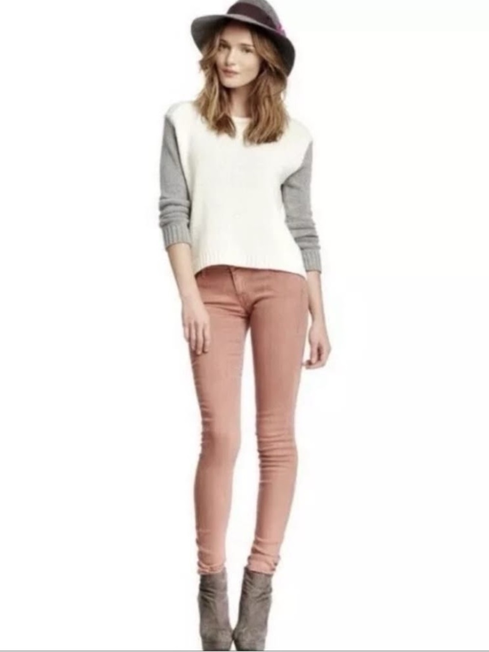 MOTHER “THE LOOKER POP!” Mid-Rise Skinny Jeans In “OLD ROSE”, Size 27